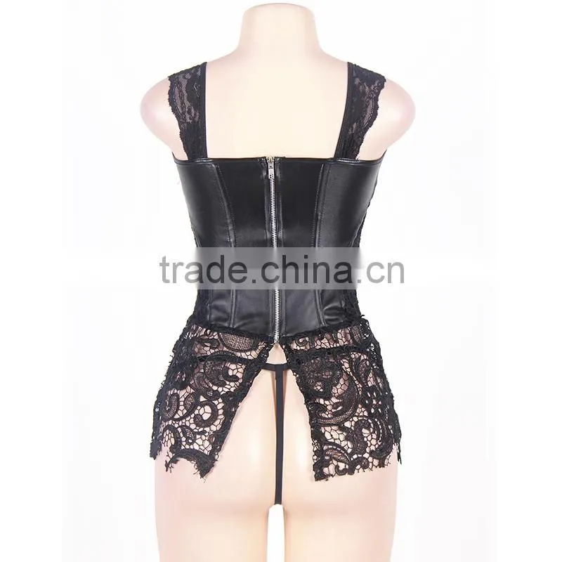 Factory price with excellent quality faux leather fat woman sexy corset