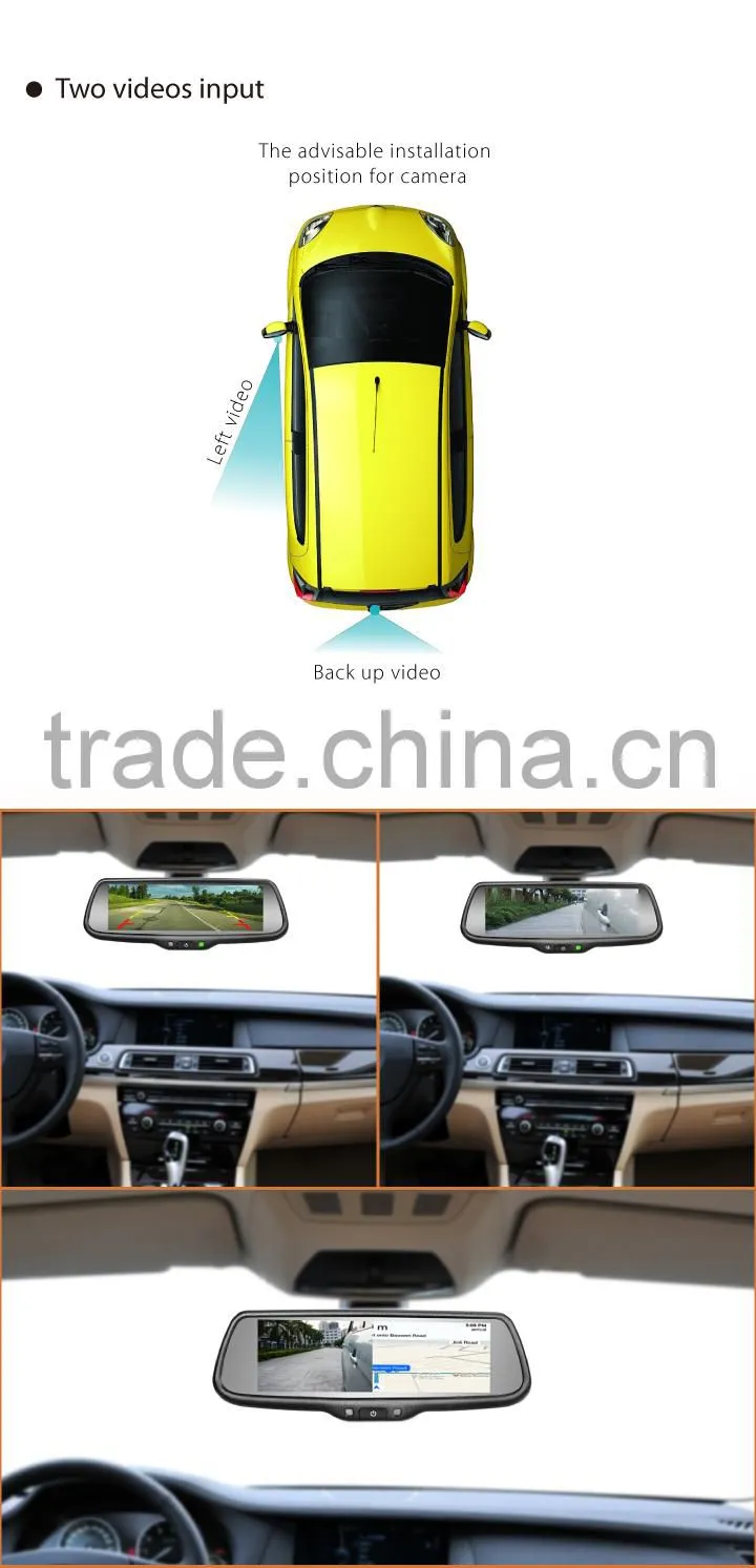 full wide screen rear view mirror monitor with 7.3 inch LCD display monitor and Wireless wireless