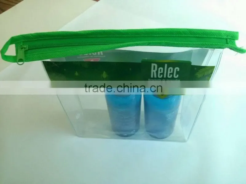 Clear transparent waterproof zippper plastic cosmetic bag