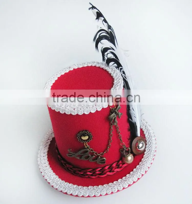 MYLOVE 9cm red feather top hat fascinations costumes fascinator MLGM034