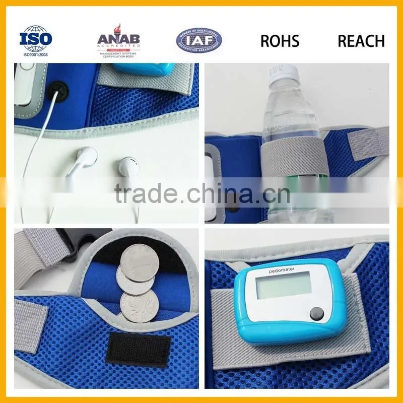 Sport running waist belt band with PVC pouches