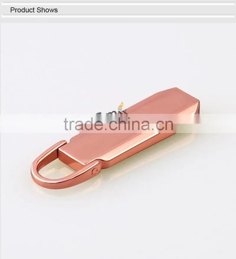Rose gold metal locking zipper slider for handbag