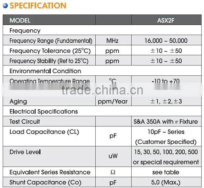 2.5x2.0mm SMD Quartz Crystal-Metering