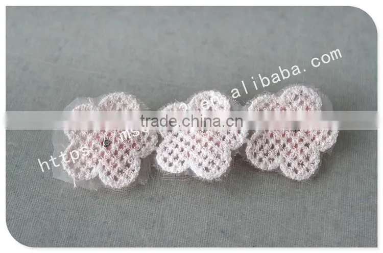 Beautiful 3 cm handmade 3D pink pearl flowers crochet lace trims