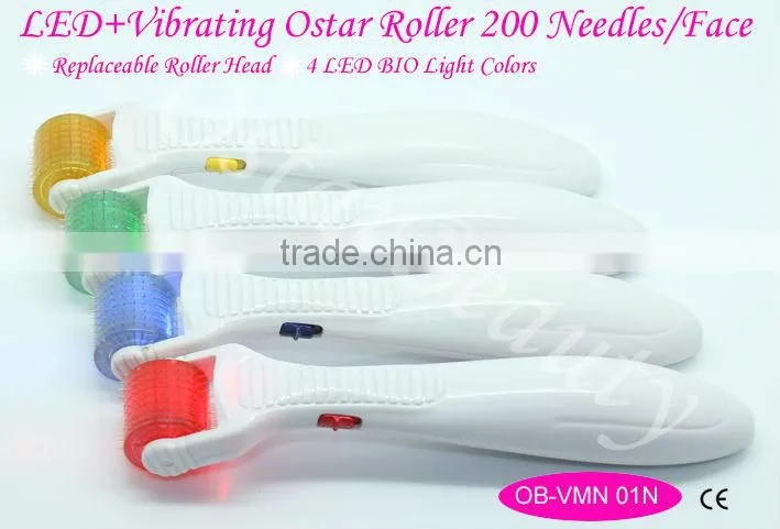 Good Quality led therapy derma roller/vibrating derma skin roller OB-VMN 01