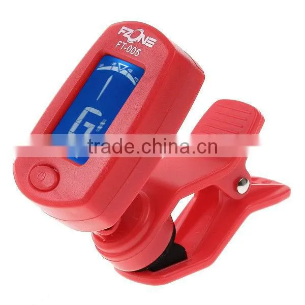 LCD Clip-on Guitar Tuner Electronic Digital Chromatic Bass Violin Ukulele Red