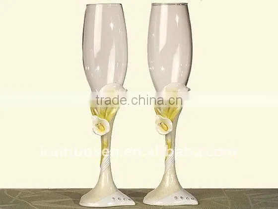 champagne glass with rresin holder