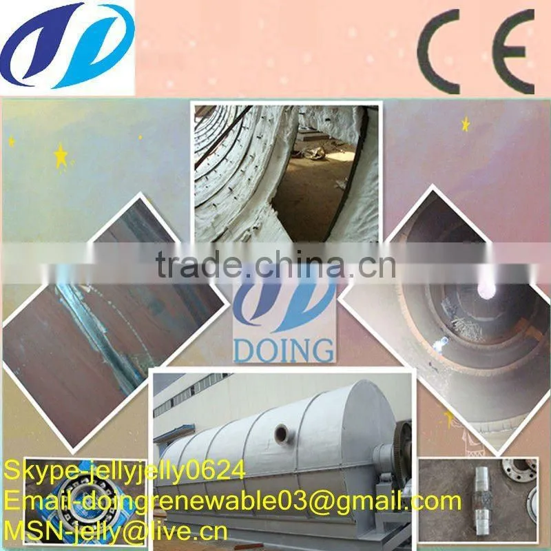 2012 new 5/6/8/10T waste plastic/tires recycle plant turning waste tyres to oil/carbon black/steel wire