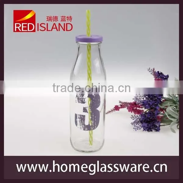 Digital design large glass milk bottle juice bottle with decal