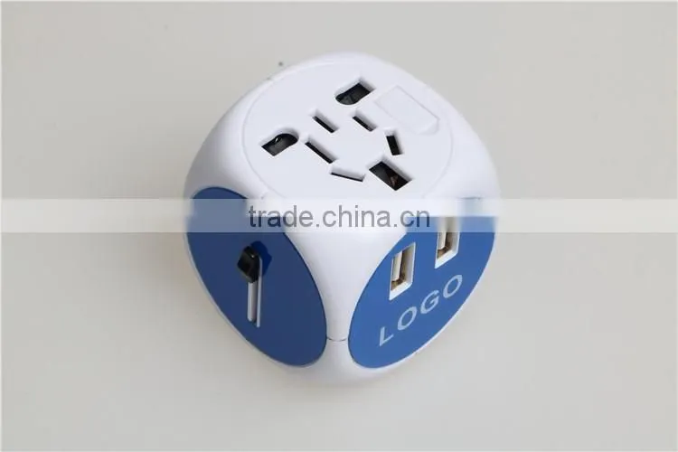 Newest Travel Adapter Universal Plug to American Power Adapter With double USB port 250V 2500Ma Universal Travel