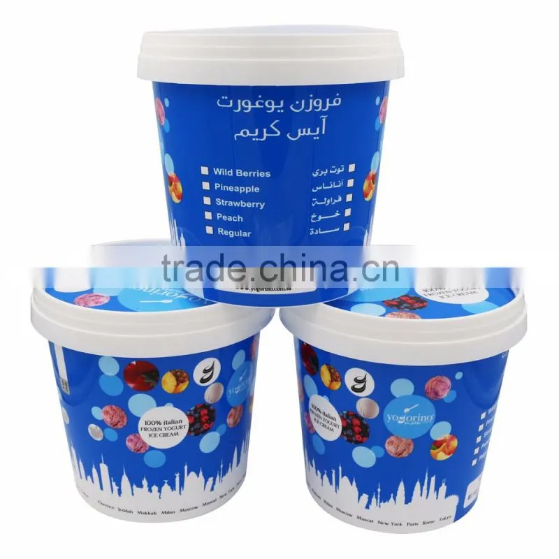 OEM IML Plastic Disposable Food Container,Ice Cream Containers Quart Packaging