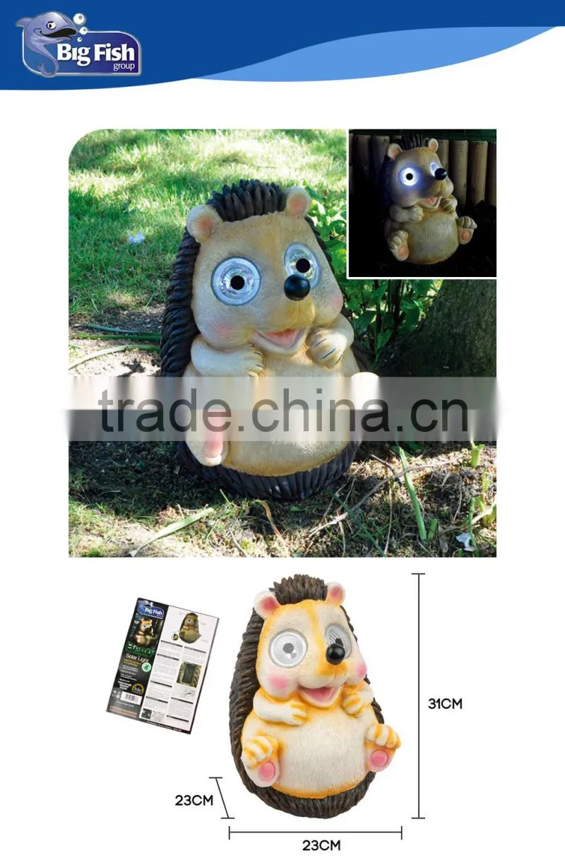 Solar powered animal Hedgehog shaped polyresin garden led Light