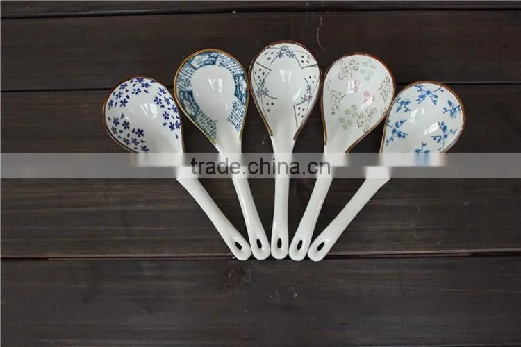 High quality SP-1537 Haonai factory directly big ceramic soup spoon