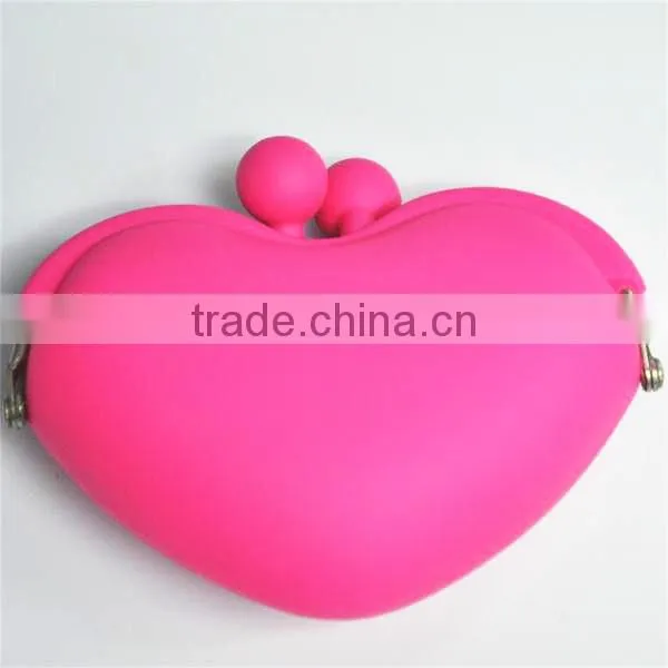 Eco-friendly Colorful Cute Heart Shaped Silicone Glass Purse