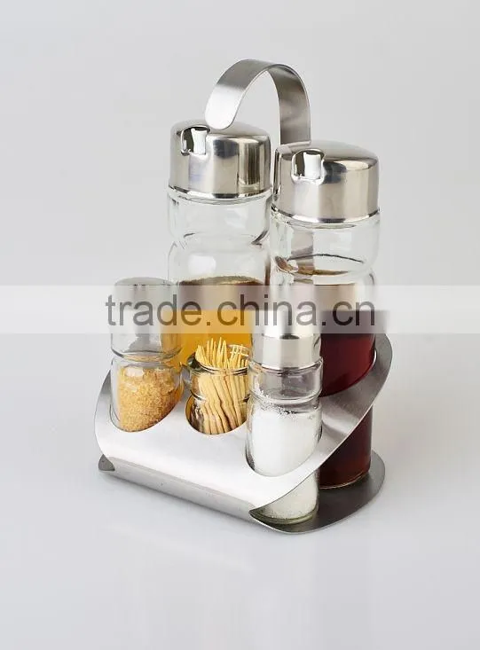 4pcs stainless steel spice jar with holder kitchenware