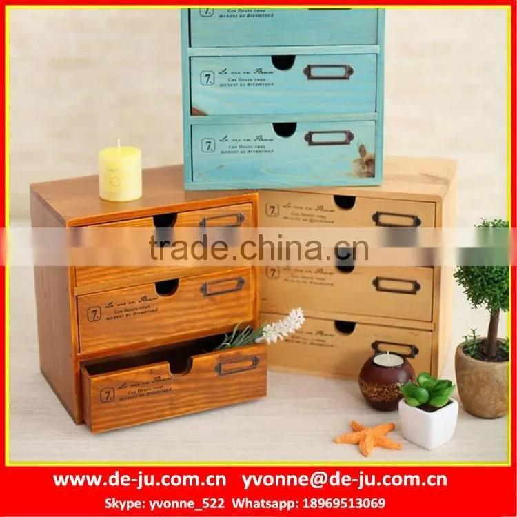 Three Layer Cabinet Wooden Multi Drawer