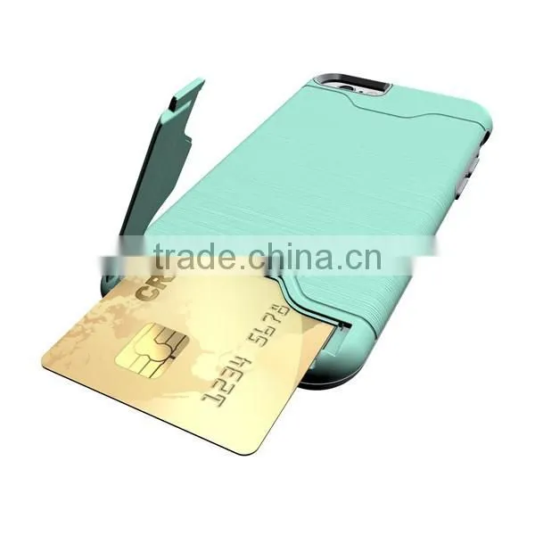 PC+TPU fashion phone case phone shell with card slot protective back cover for iphone 6 6S