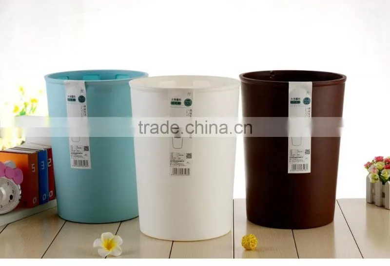pure color plastic round trash can /ash-bin/plastic waste container for home use