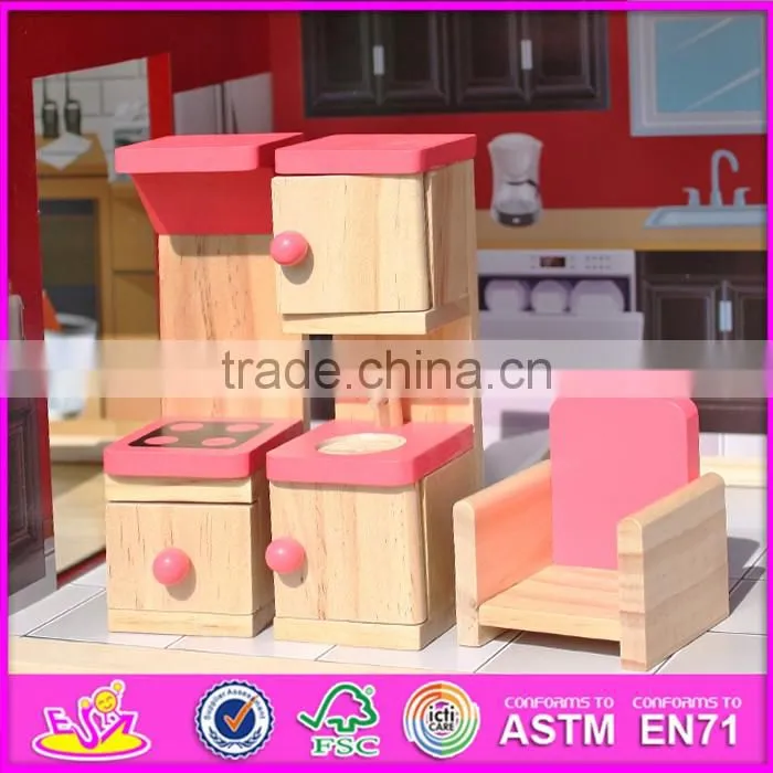2016 Hot sale baby wooden model doll house,pretend toy kids wooden model doll house W06A138