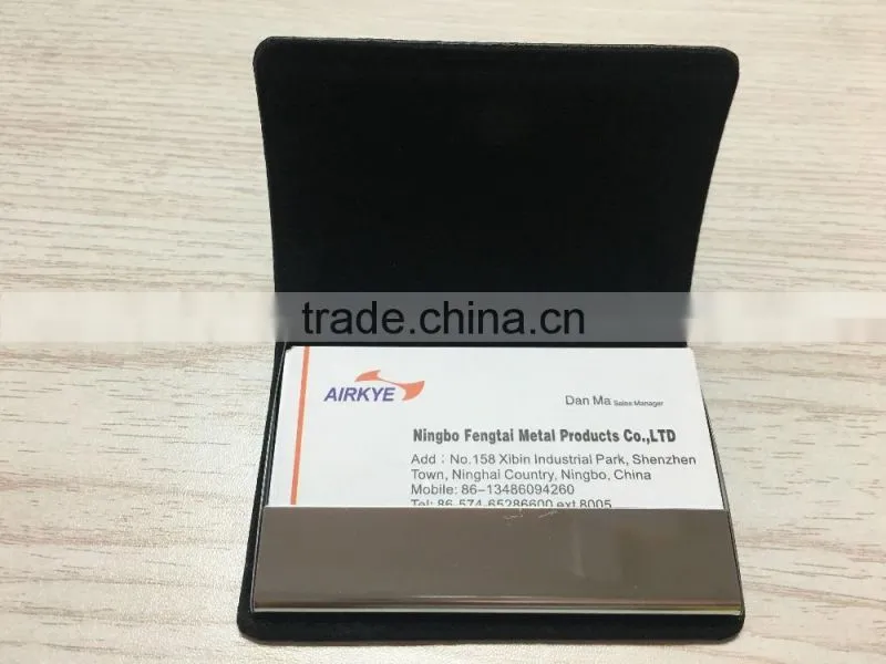 PU leather&Metal business card case leather&Metal business name card holder