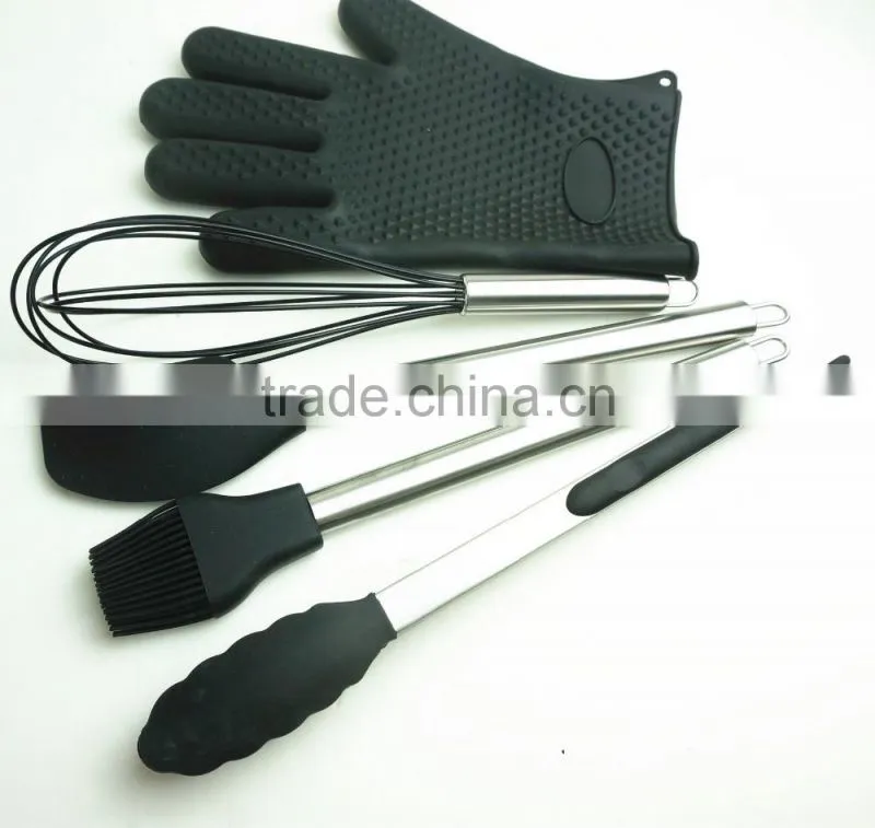 33052 10-pcs silicone kitchen utensil with stainless steel handle