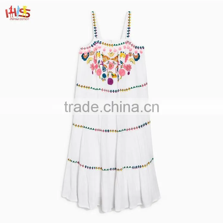 Latest Chirdren Frocks Designs White Embellished Girl Maxi Dress
