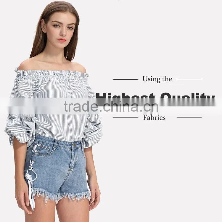 Women latest off shoulder styles casual blouse designs images