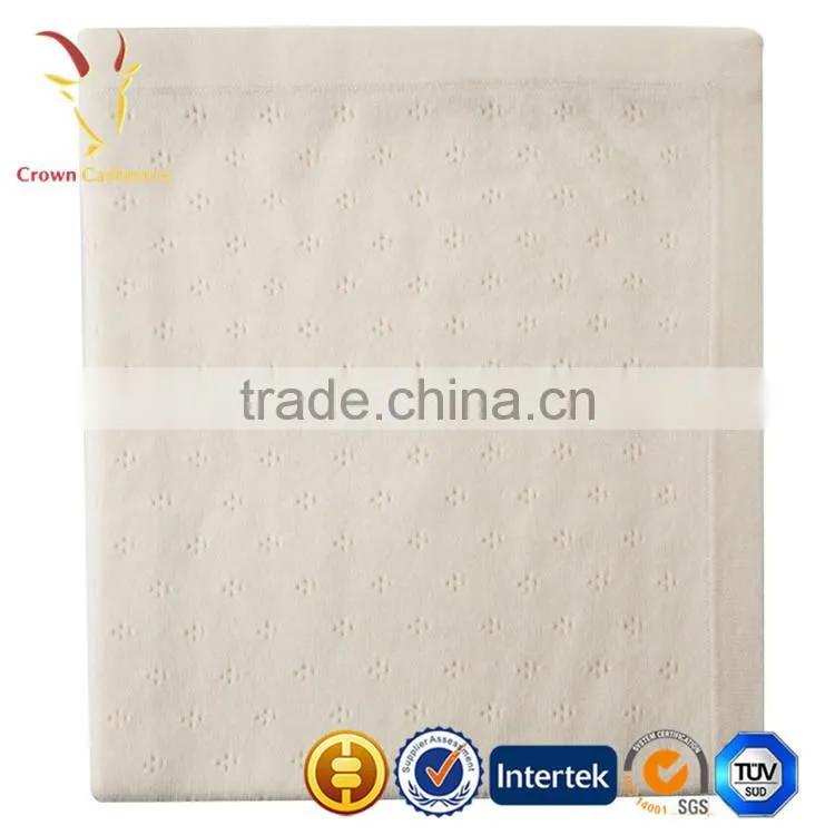 High Quality Soft Knitted Plain 100% Cashmere Wool Infant Baby Blanket