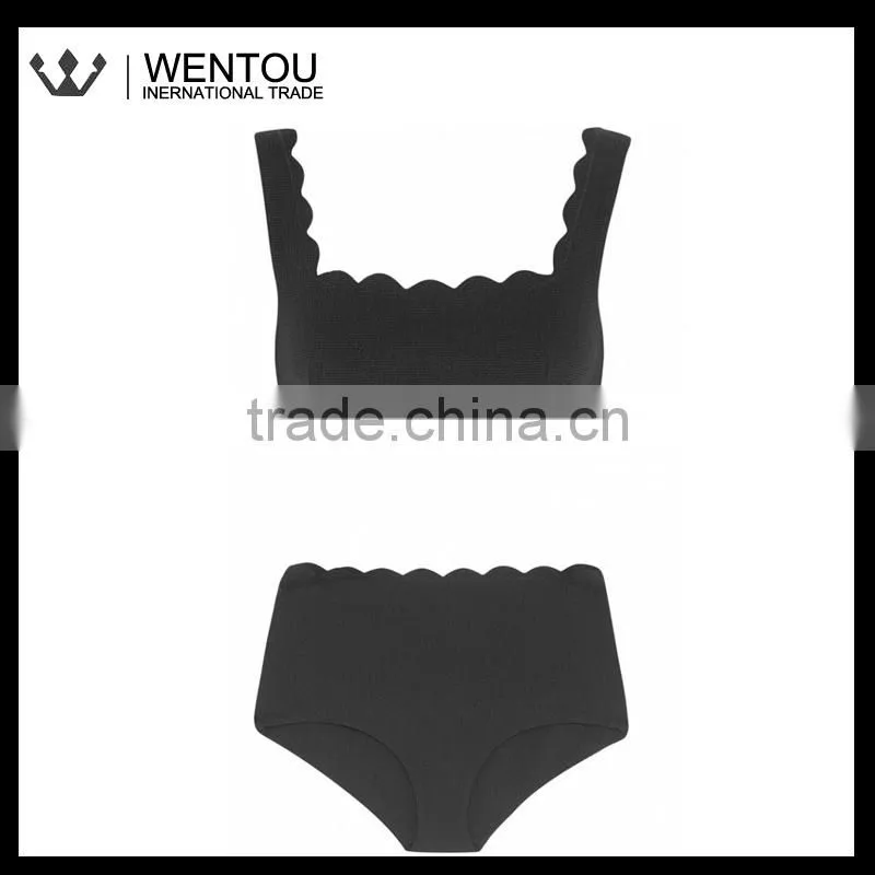 High-Waisted Scalloped Swim Bikini