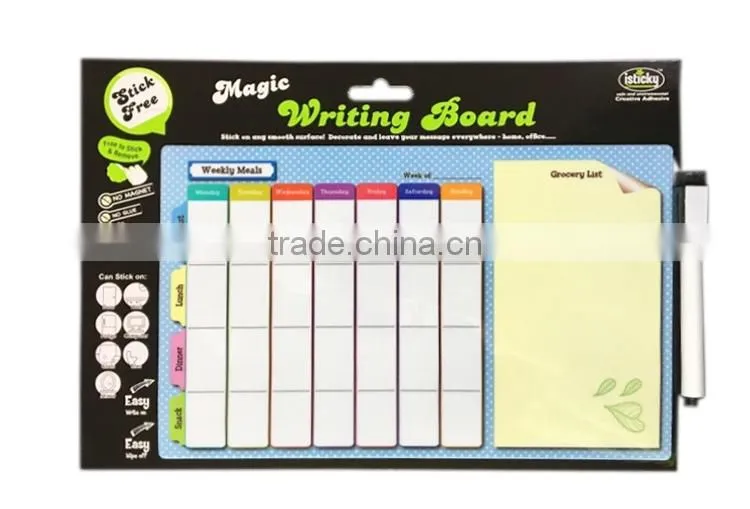 Children magic writing board cleanable stick free weekly planner board with marking pen