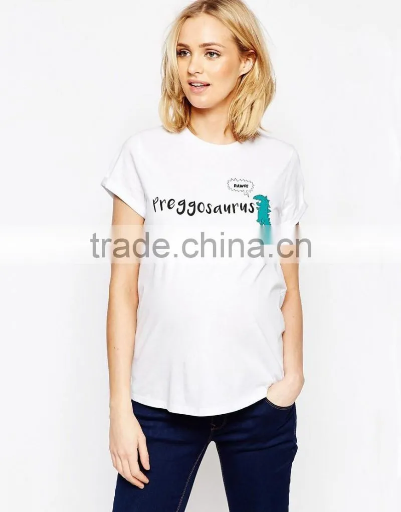 New collection fashion printing short sleeve maternity T-shirt maternity belt
