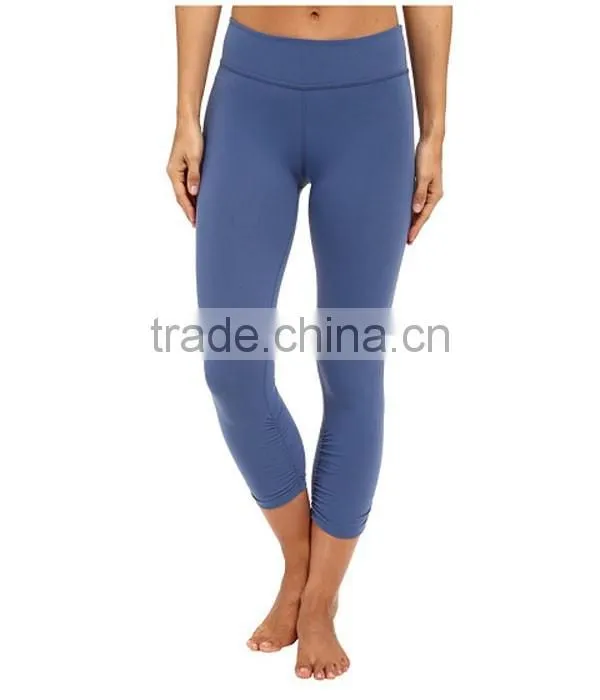 Custom solid color shinny yoga pants tight sport running pants for women