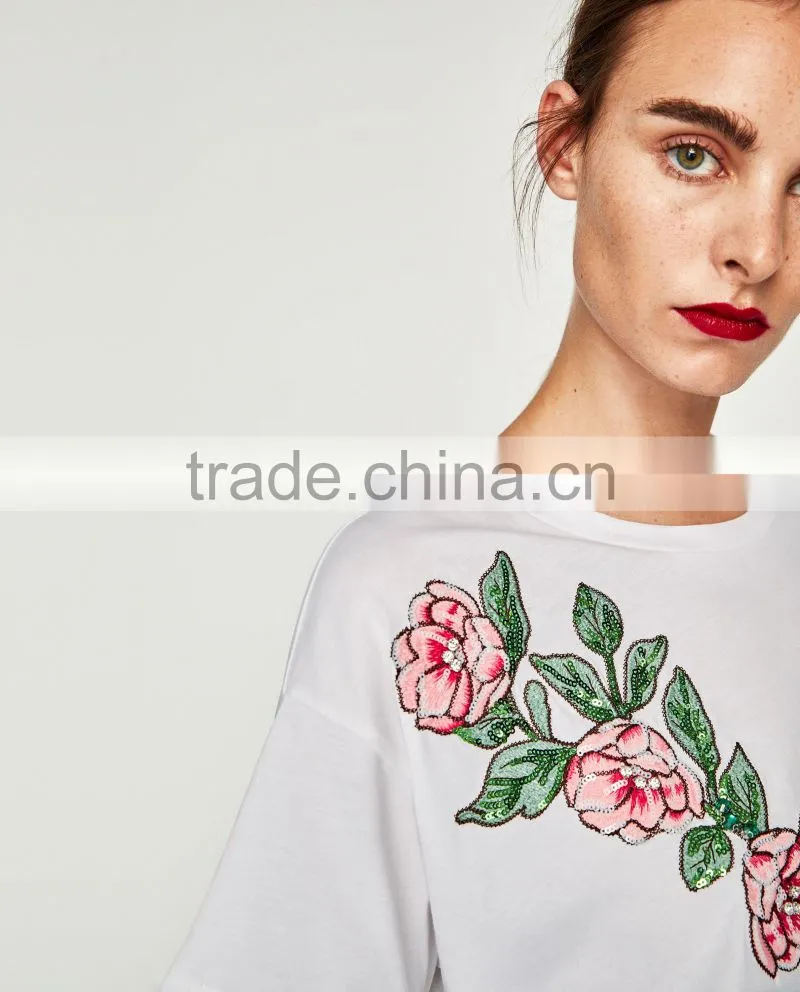 China Manufacture OEM Printed Logo New Design Summer Style 95% Cotton 5% Spandex 150g Short Sleeve O-Neck Women's T Shirts