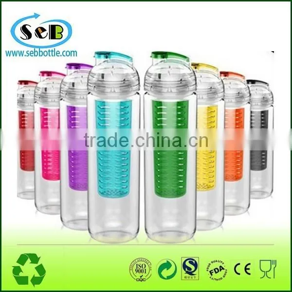 2016 New water bottle promotion custom logo glass fruit infuser water bottle BPA free