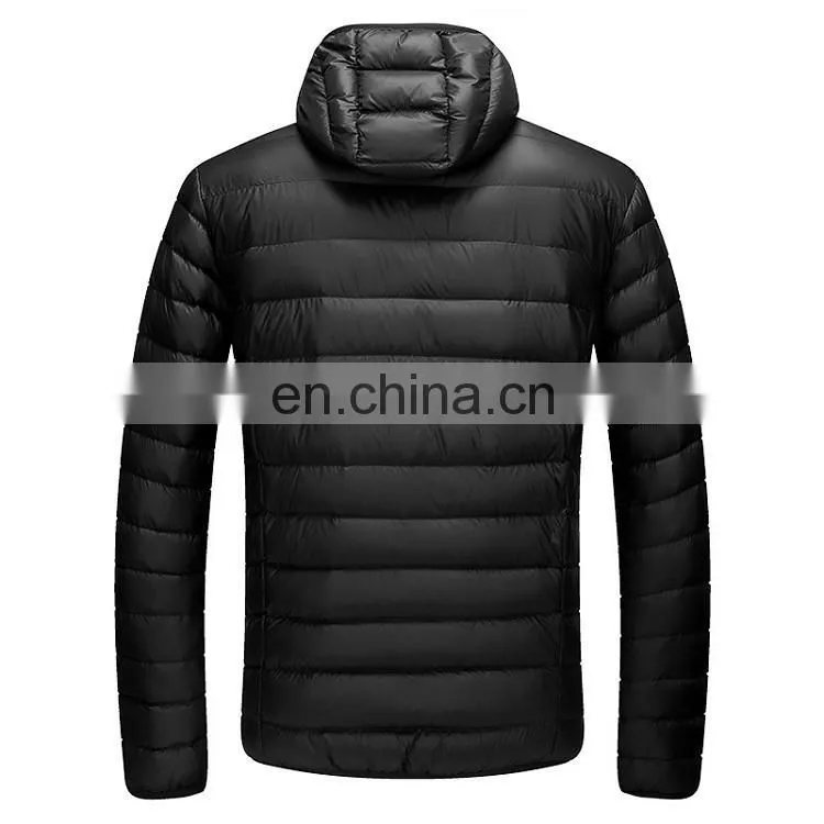 Men winter light down jacket padding coats with removable hood