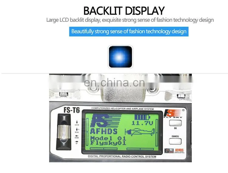 Original Flysky FS-T6 Rc airplane 2.4GHz 6CH Mode 2 Transmitter Receiver R6-B for RC Quadcopter