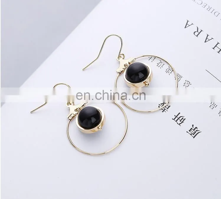 Contracted Han Guoer nail female long tassel earrings hand geometry eardrop asymmetric earrings wholesale pearl earrings