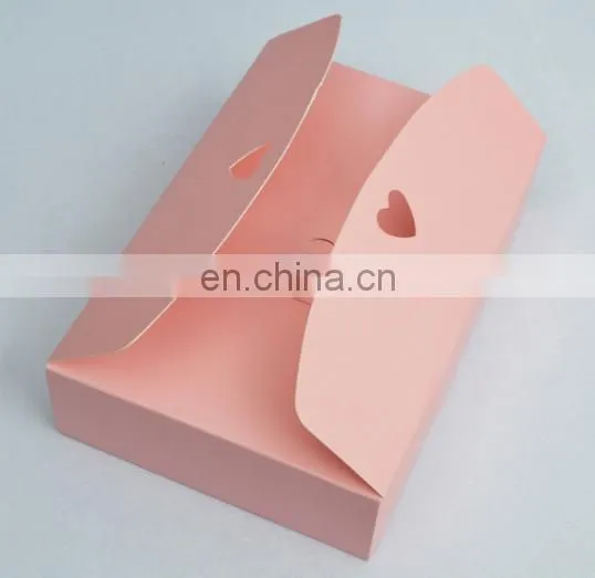 Folding pink color art paper & paper candy box with bottom insert