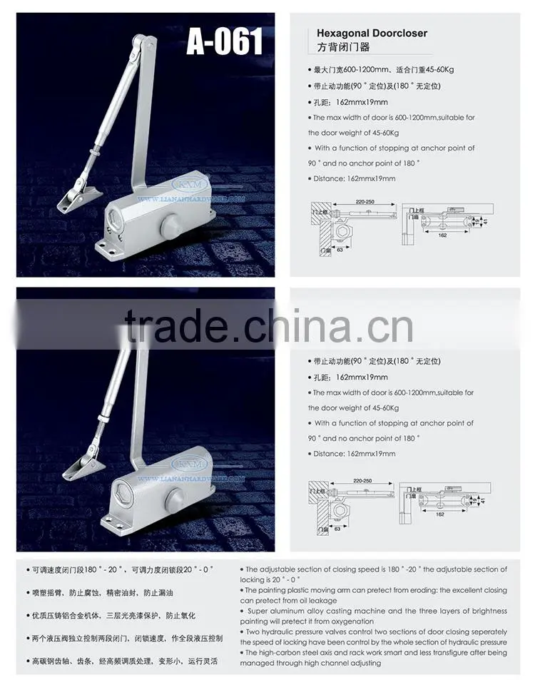 Hydraulic control Antioxidant soft cabinet door closers with high quality A061