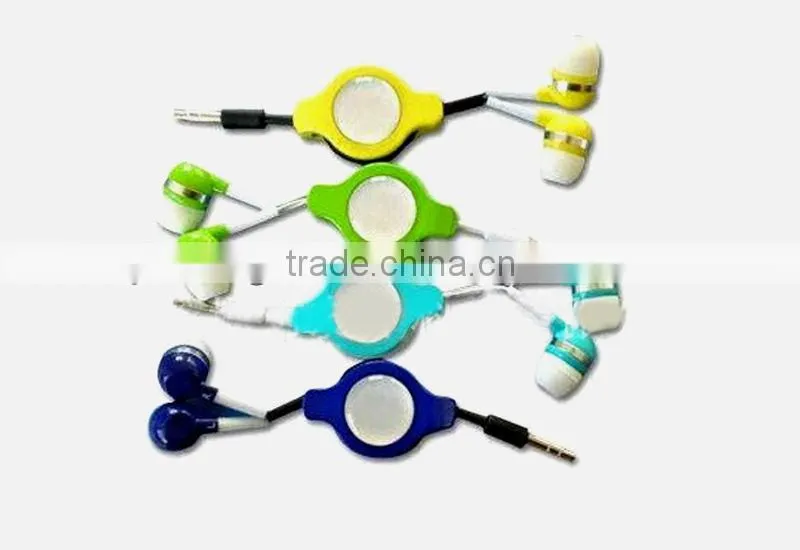 retractable earphones and headphone for mp3, radio, multimedia players