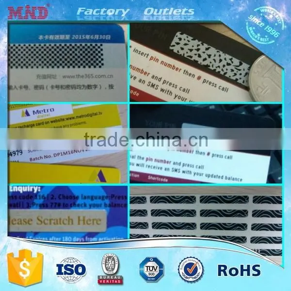 MDC101 high quality scratch prepaid card with hologram scratch panel