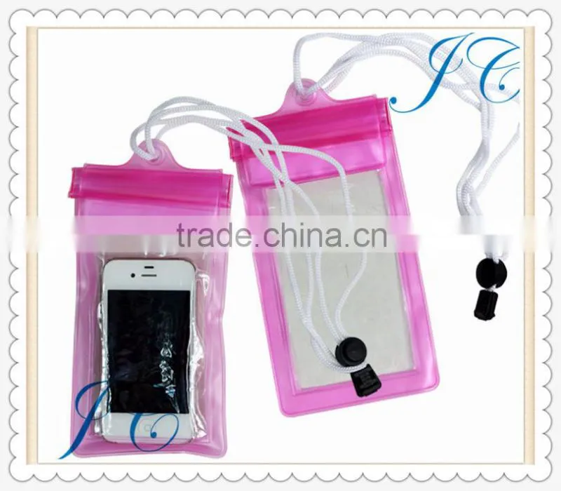 PVC mobile phone pouch with strawing/waterproof cell phone bag/promotional phone waterproof bag