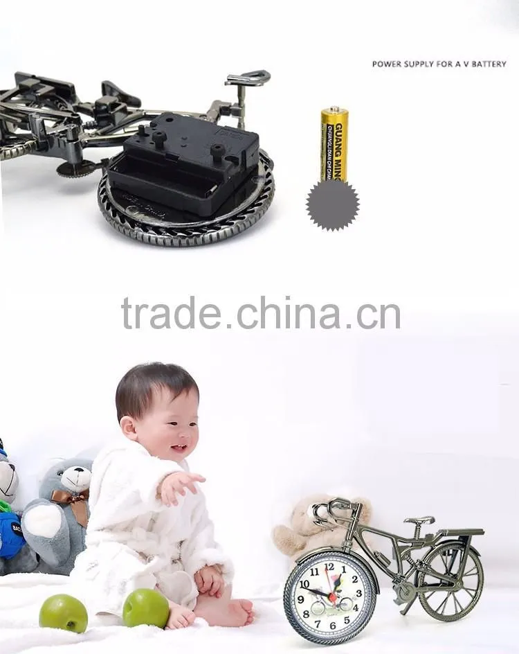(hot) 2016 wholesale bedroom decoration bicycle desk clock, custom digital clock, time table alarm clock,