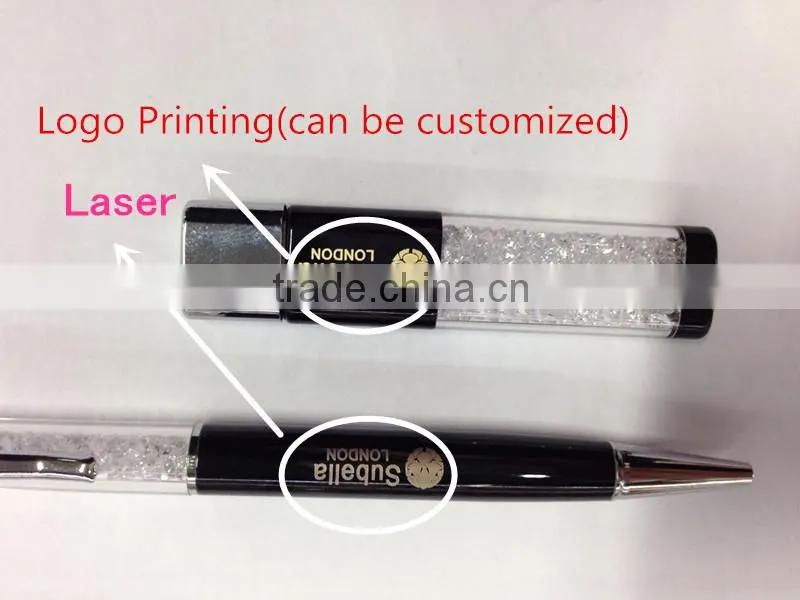 colorful crystal ball pen and crystal usb flash drive gift set