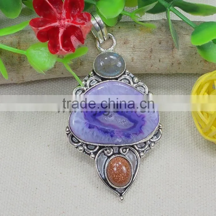 2015 Free Shape Amethyst Druzy Pendant Agate Slice Pendant Wholesale Agate Druzy Pendants