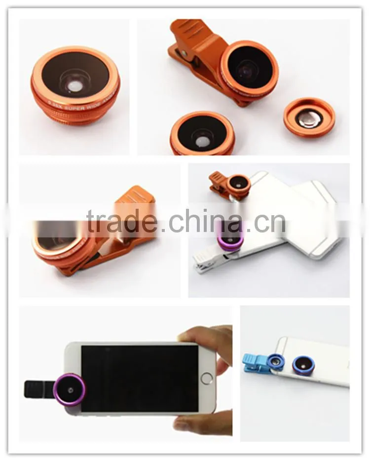 2 in 1 high quality optical glass abs clip mobile phone camera lens
