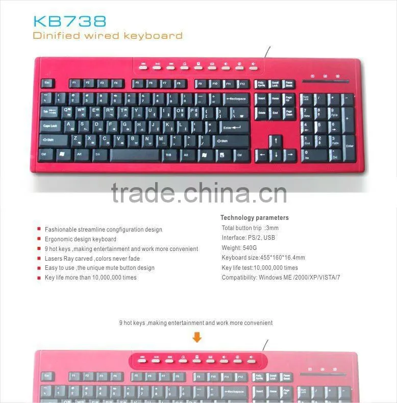 USB Standard wired Cable Black Keyboard For PC Laptop