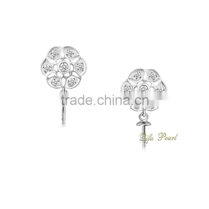 18k Gold Snowflake Shape Wholesale Pearl Earring Settings