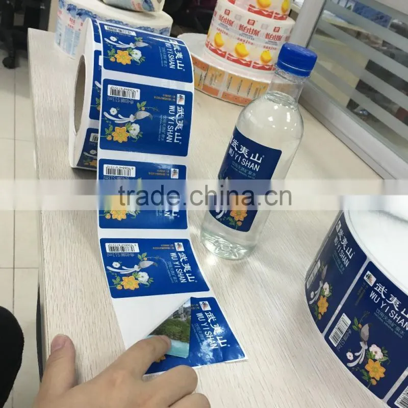Customized Plastic Water Bottle Label Printing ; Two Sided Colored printing Water Bottle Label