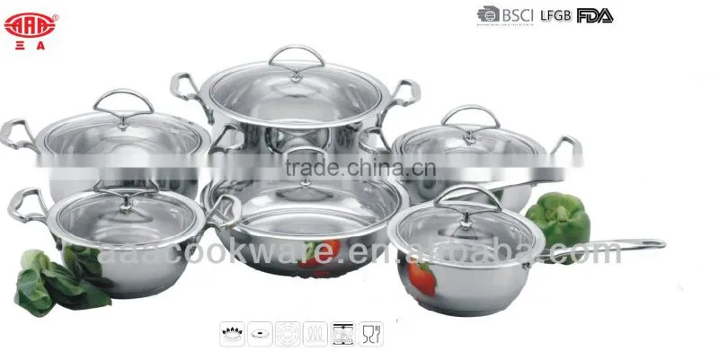 High quality 12Pcs Geman Technologic Induction Bottom Stainless Steel Cooking Pot